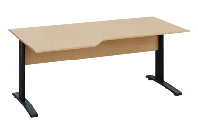 EZK 28 - 186 stůl kancelářský, rohový, levý, kovová podnož černá, deska 25 mm, široký 1800 mm, bříza irská